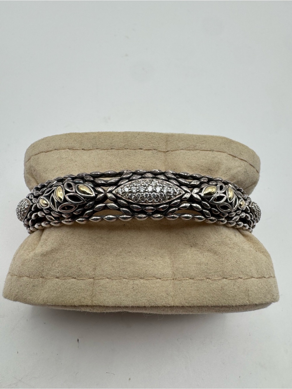John hardy sterling silver & 14K gold cuff bracelet